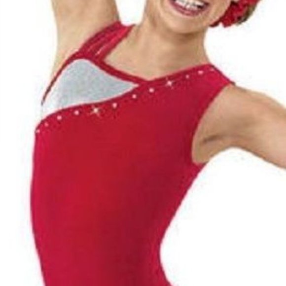 Leotard New Size AL Balera Large Women's Gymnastics Dance Costume Red Velvet LA - Picture 3 of 5